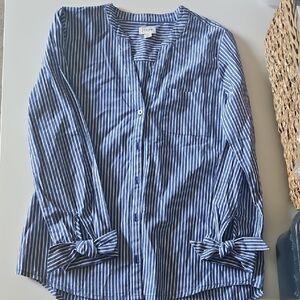 J. Crew Blue Striped Blouse